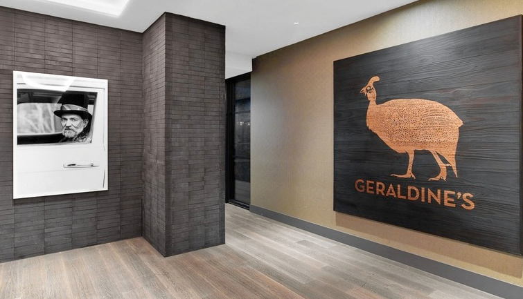 Large format 60"x40" Willie Nelson by Scott Newton , Garaldine's at The Van Zandt Hotel - Photography by Eric Laignel