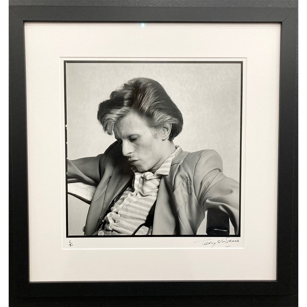David Bowie by Terry O'Neill framed, signed silver gelatin print