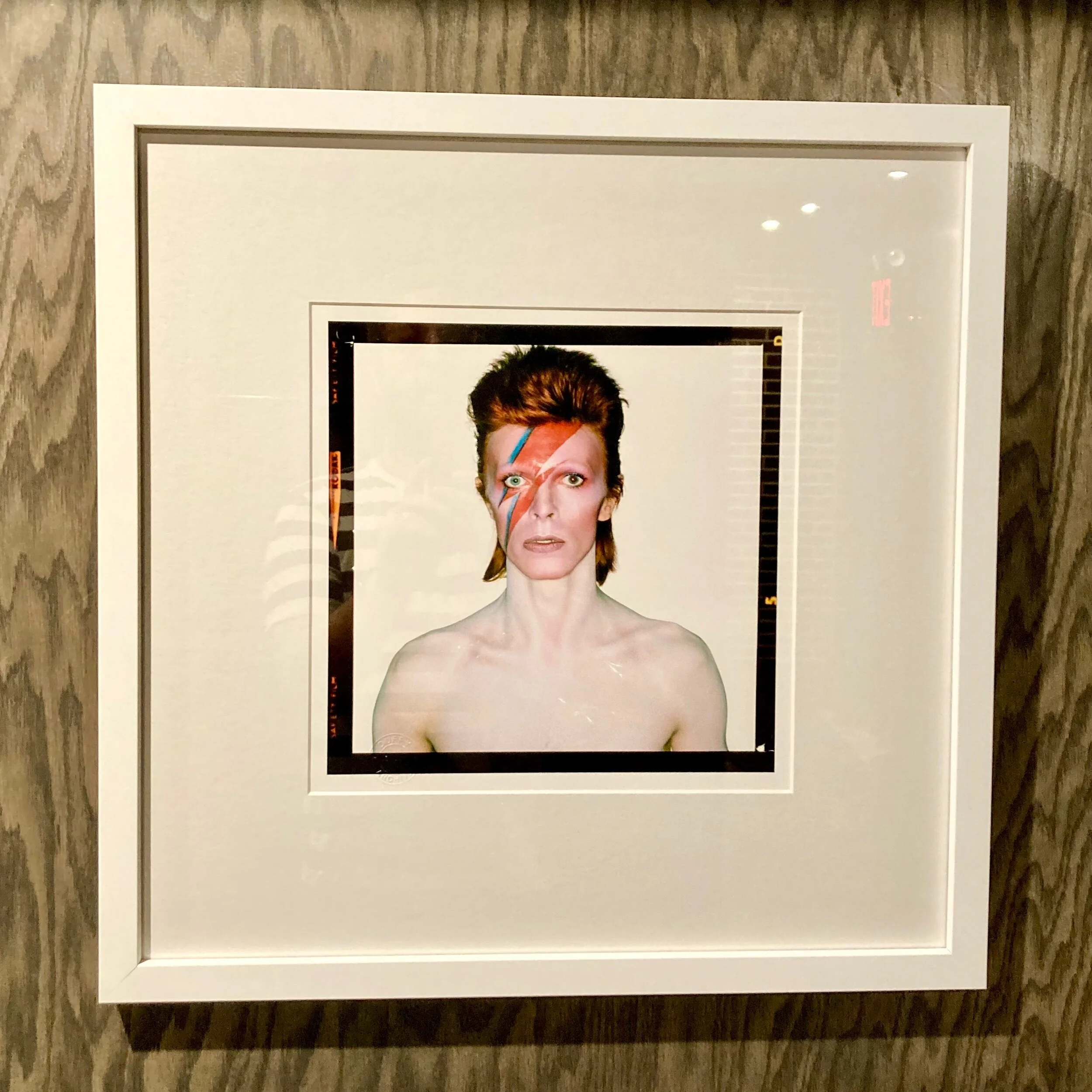 David Bowie Aladdin Sane cover by Duffy, white frame white mat