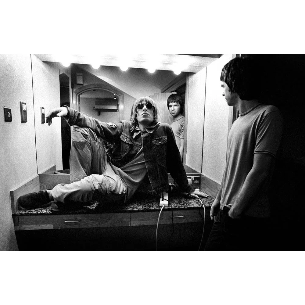 Liam and Noel Gallagher backstage by Jill Furmanovsky