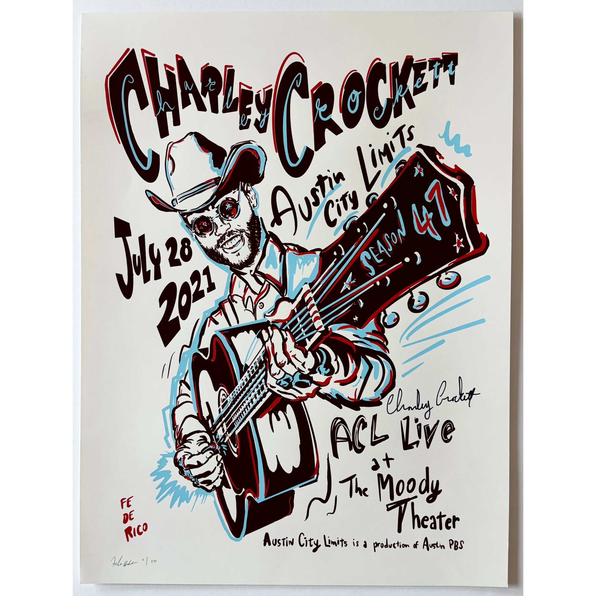 Charley Crockett - Austin City Limits original poster - Season 47 - Signed by Charley Crockett