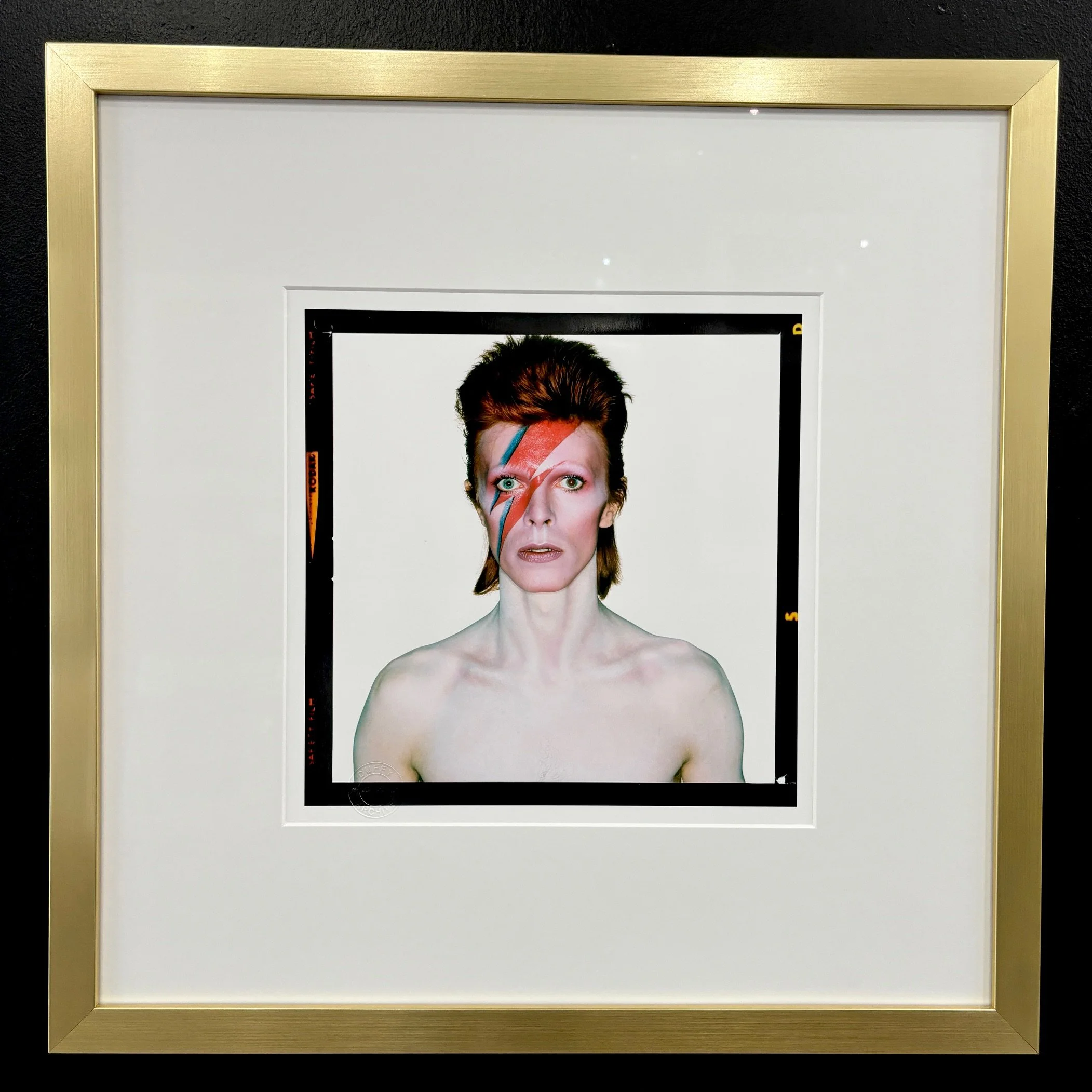 David Bowie Aladdin Sane Eyes Open by Duffy with gold frame