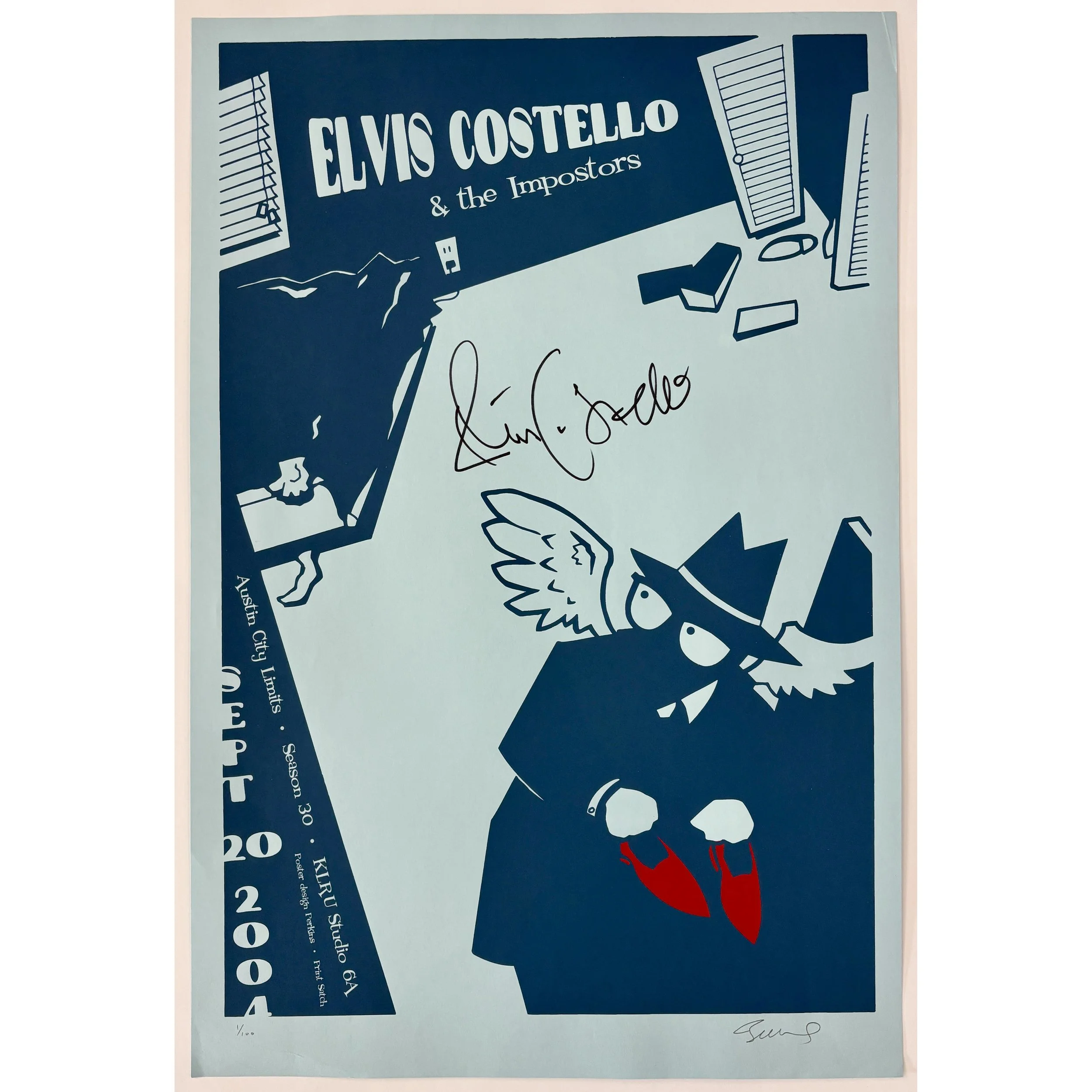 Elvis Costello - Austin City Limits original poster - Season 30 - Signed by Elvis Costello