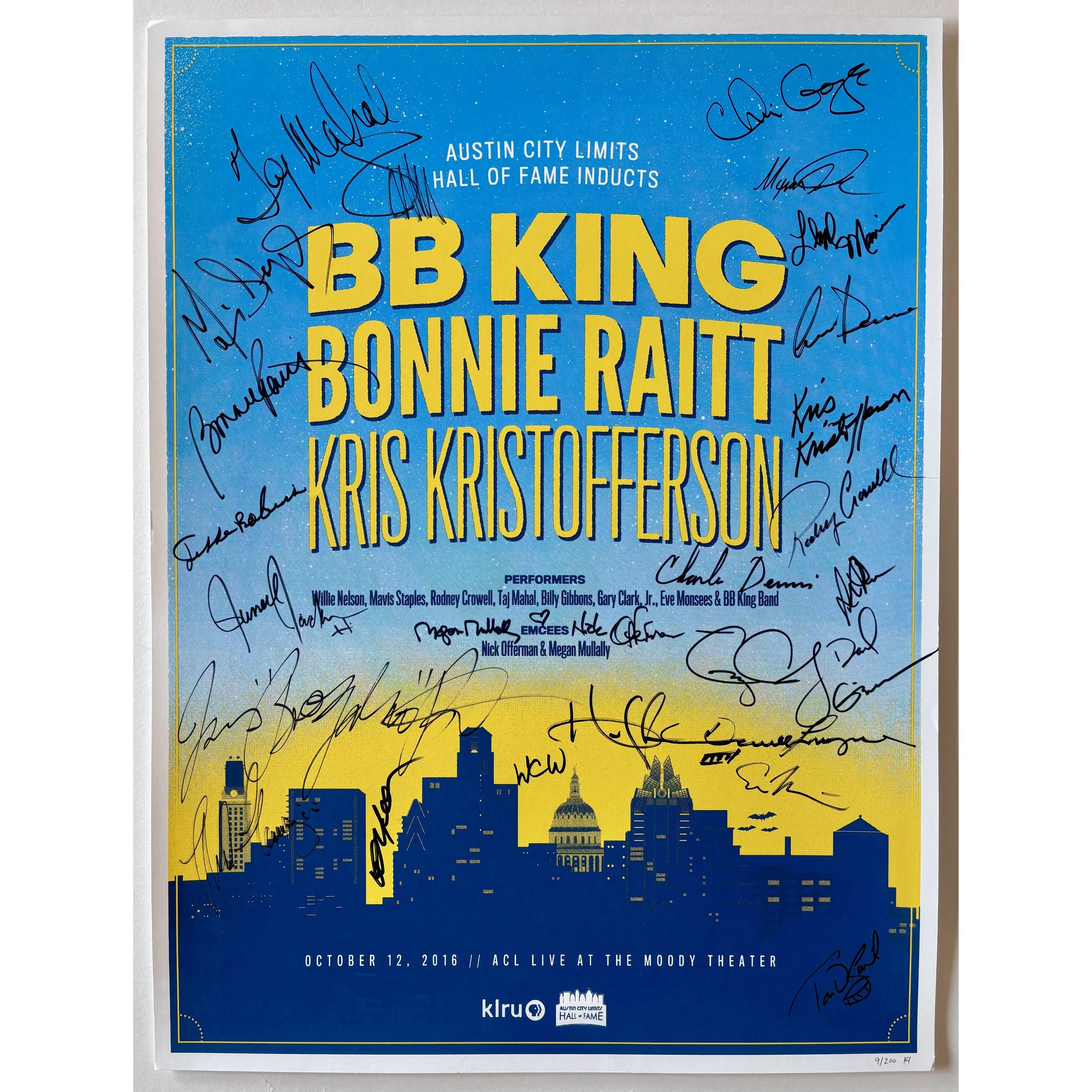 Austin City Limits original poster - Hall of Fame 2016 - signed by the performers