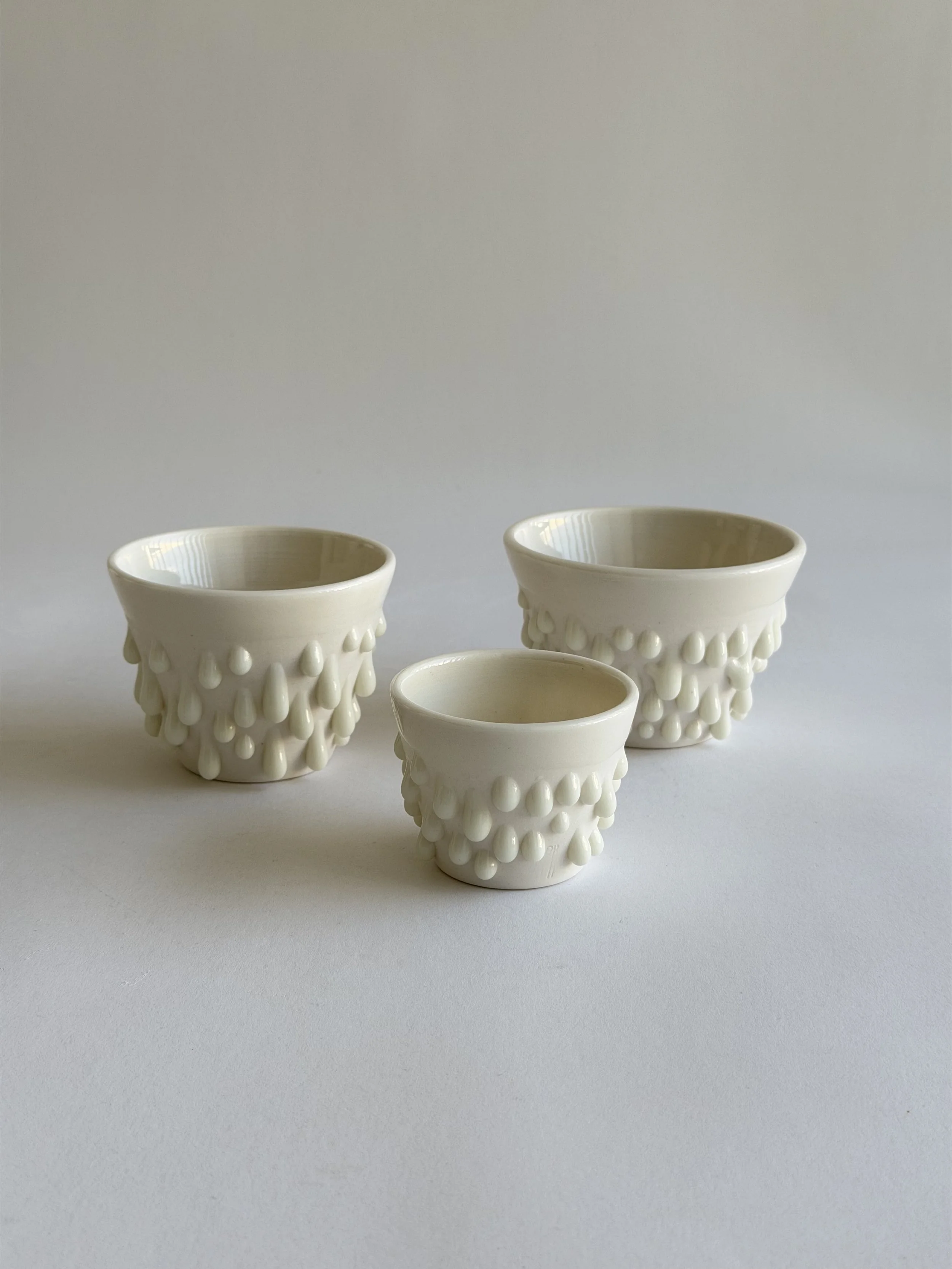 porcelain cups with gloops (3oz, 6oz, 9oz)