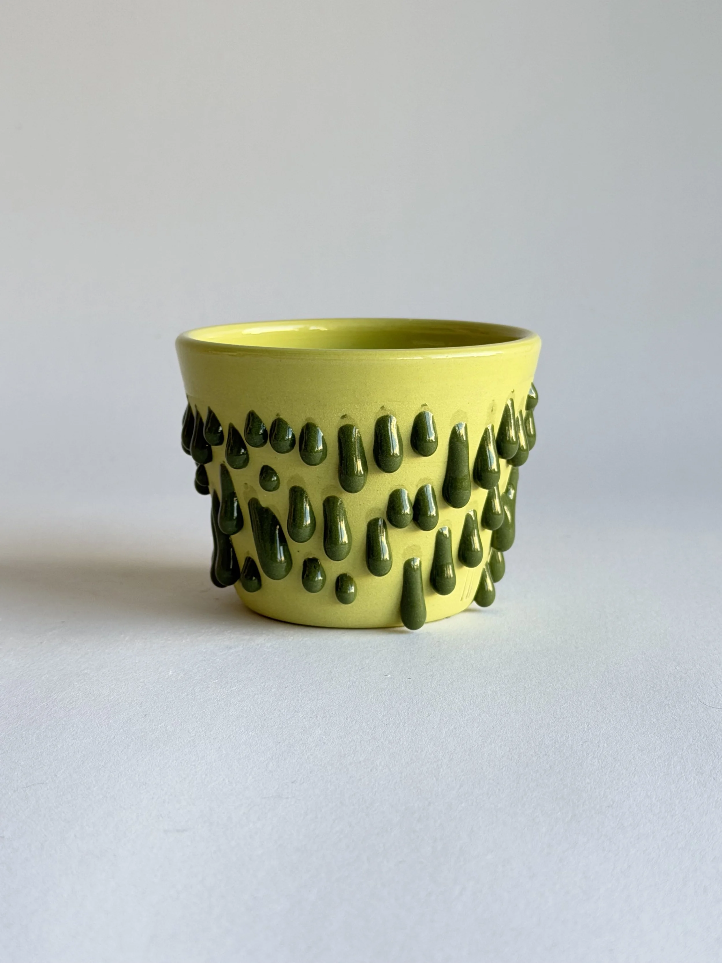 latte cup in chartreuse and green