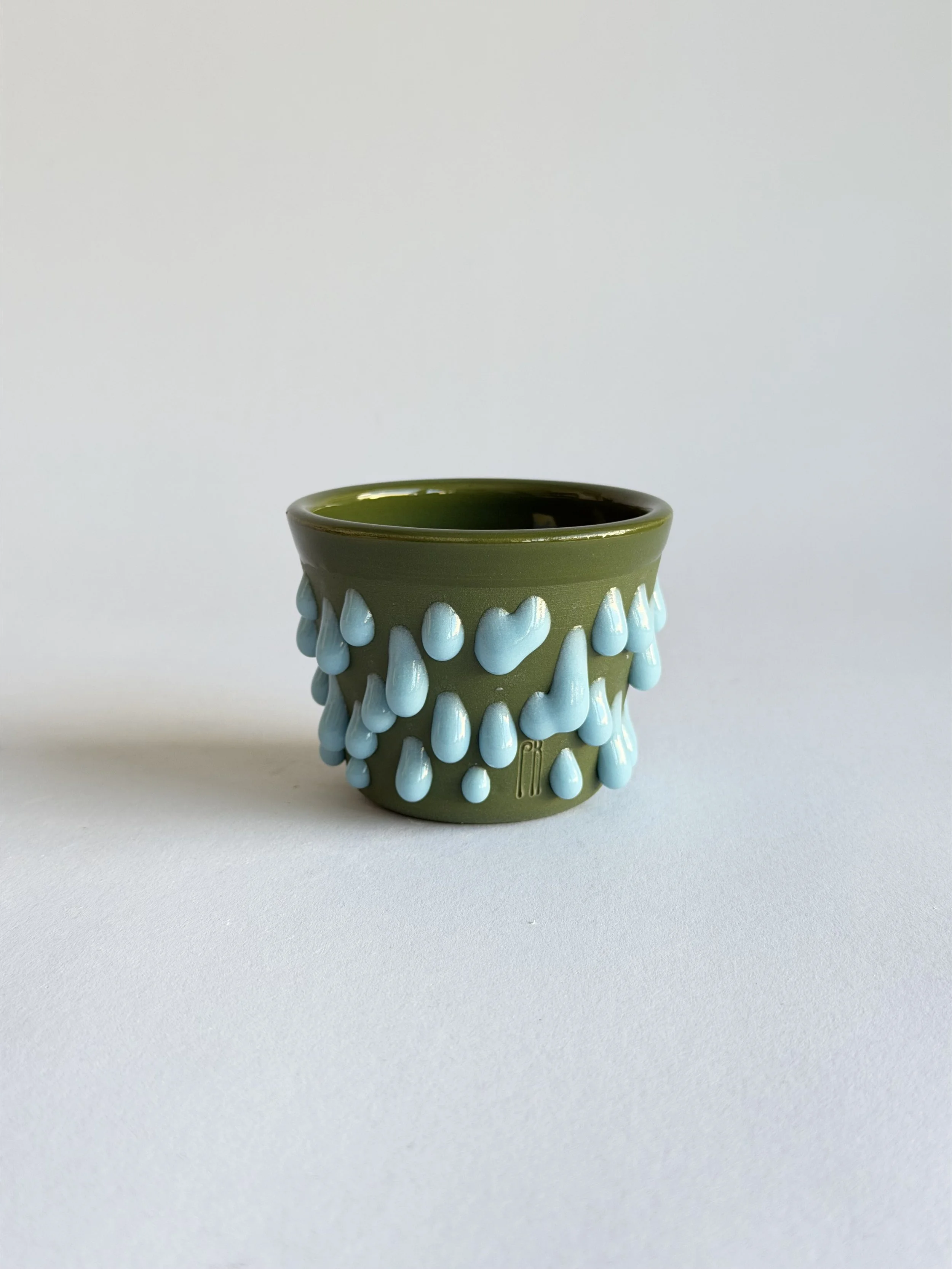 espresso cup in green and light blue