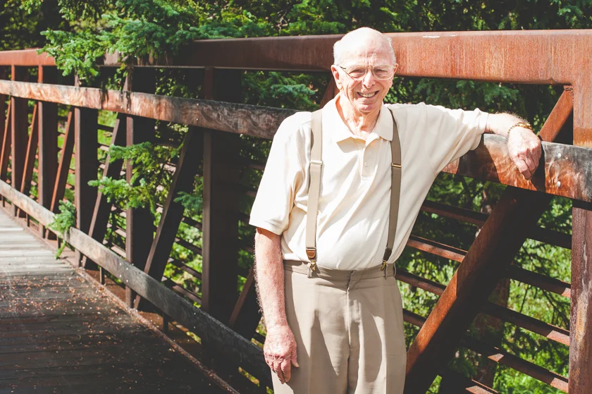 Grandpa poses by himself for a nice portrait to commemorate his 90th birthday coming up. The whole family came out to celebrate together and took some time for a family portrait session while on vacation at Copper Mountain, Colorado.