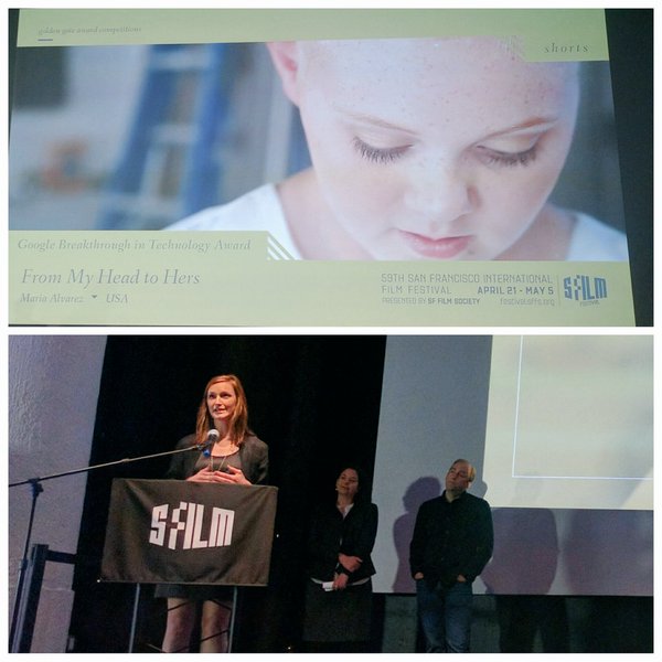 "From My Head To Hers" has won the "Google Breakthrough in Technology Award" at the San Francisco International Film Festival. The award is described as an honor to filmmakers who go the extra mile to highlight the use of technology to solve a problem and make the world a better place, and aspires to promote diversity in tech while disrupting negative stereotypes. Read more about the award here: http://www.sffs.org/press/releases/5616-sfiff59-wrap#.V0x76ZMrJp9