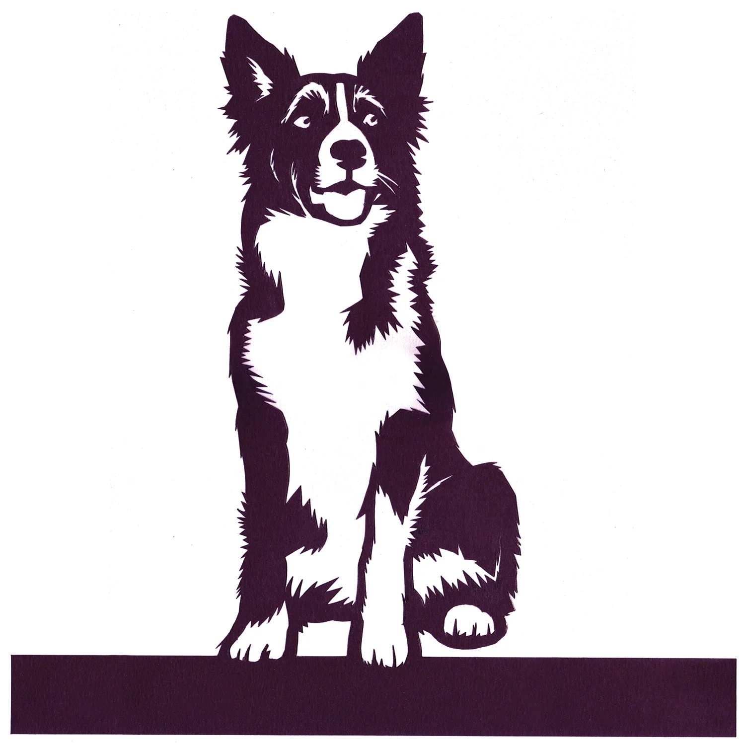 Border Collie Papercut cut card