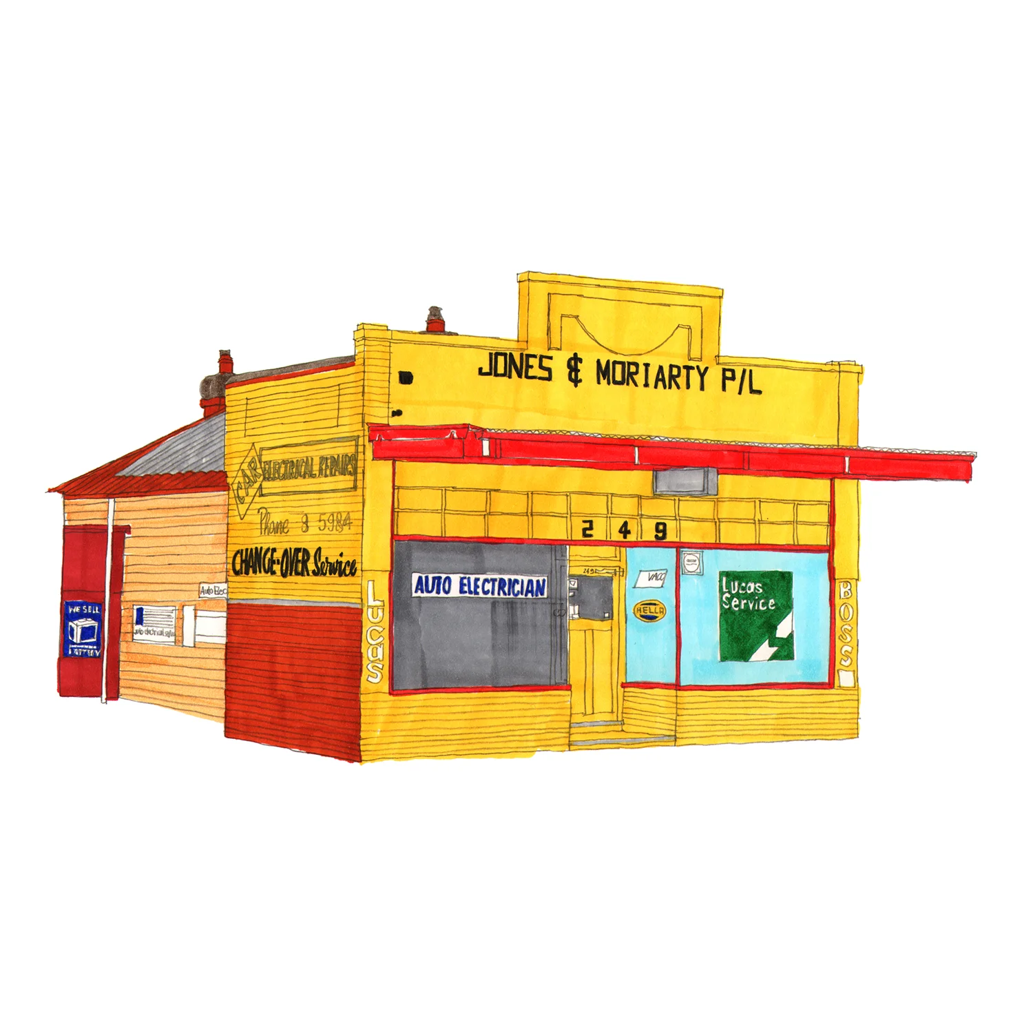 Jones and Moriarty PL, Northcote pencil, marker pens