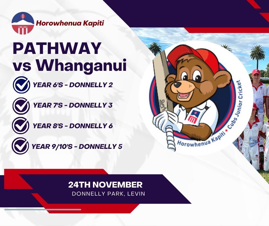 🏏6 PATHWAY TEAMS IN ACTION🏏
The pathway season officially kicks off today with all Pathway teams in action❤💙

✅HKCA Year 6,7,8 and Year 9/10 vs Whanganui - Donnelly Park
✅Year 11/12 vs Manawatu - Palmerston North
✅HKCA Girls vs Wairarapa - Mastert