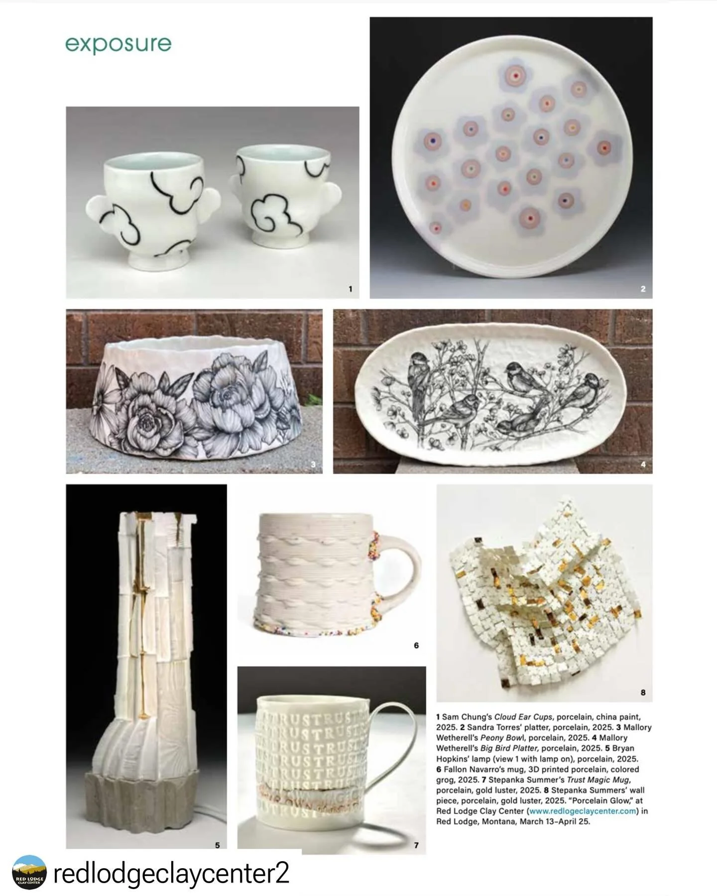 What an amazing artist lineup! Excited to be part of it 🤍
&bull;
Ceramics Monthly @ceramics_monthly gave @redlodgeclaycenter2 upcoming exhibition &ldquo;Porcelain Glow&rdquo; an entire page in the Exposure section of their March issue. The exhibitio