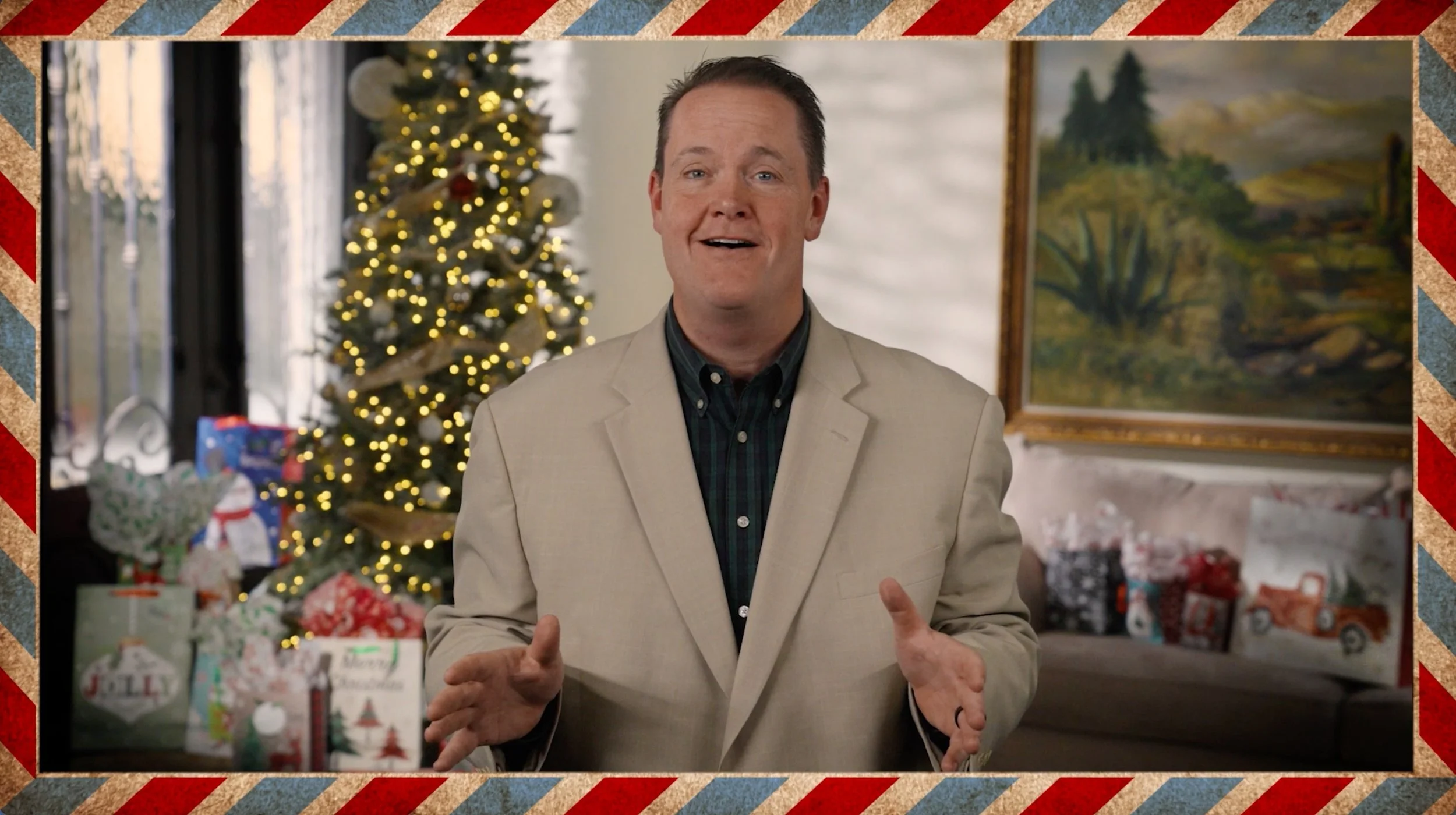 Arms of Hope director filming a Christmas donor thank-you video for their Houston nonprofit