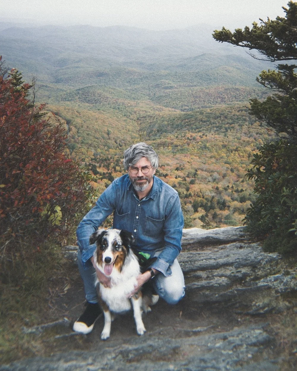 With Juniper on top of Grandfather Mountain!