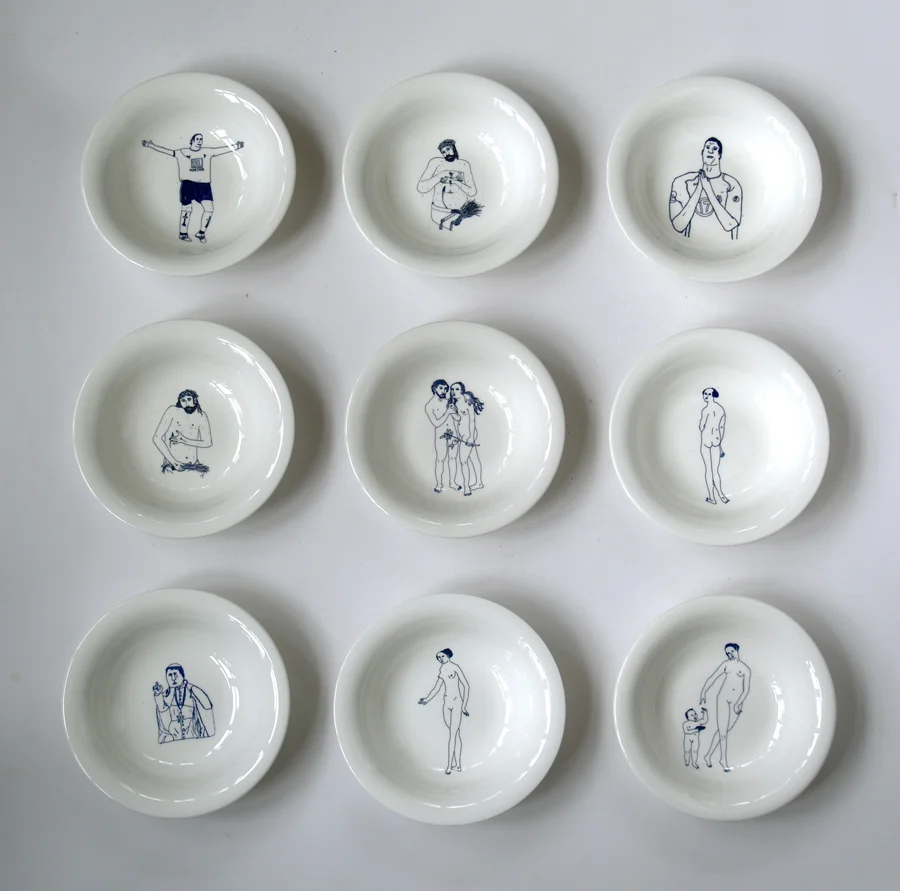 Nine bone china dishes