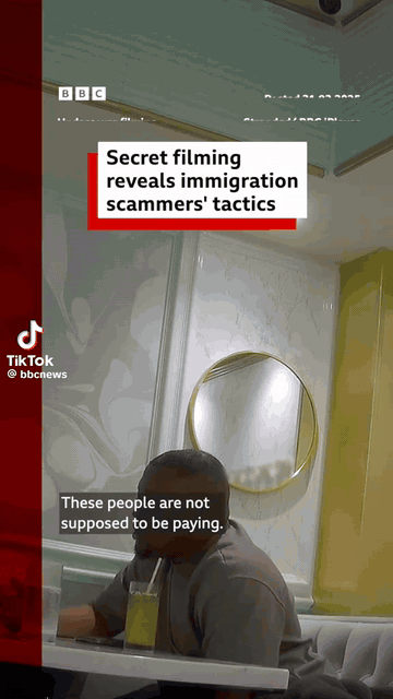 BBC TikTok - "Secret Filming reveals Immigration Scammers' Tactics"