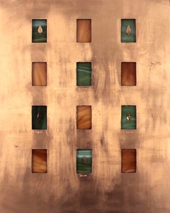 Bronze leaf and stained glass ‘Folium’ panel. (Copy)