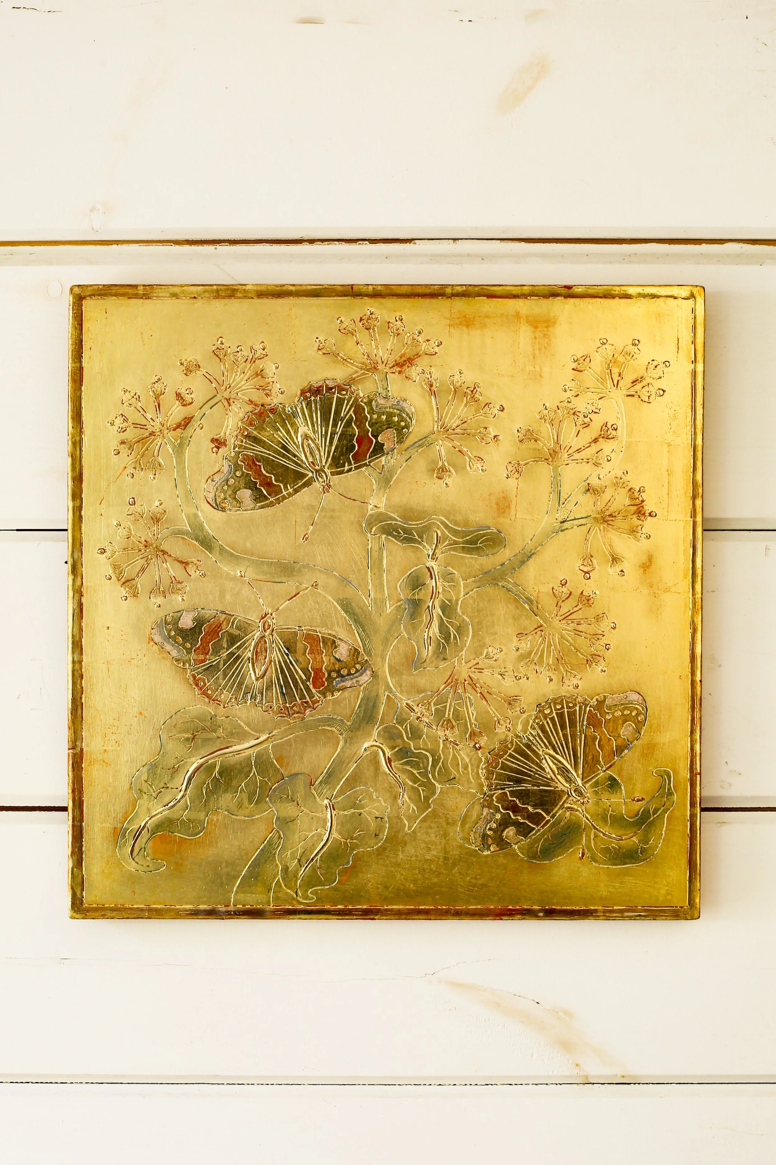 Gold Leaf Red Admiral Butterflies Wall Panel.