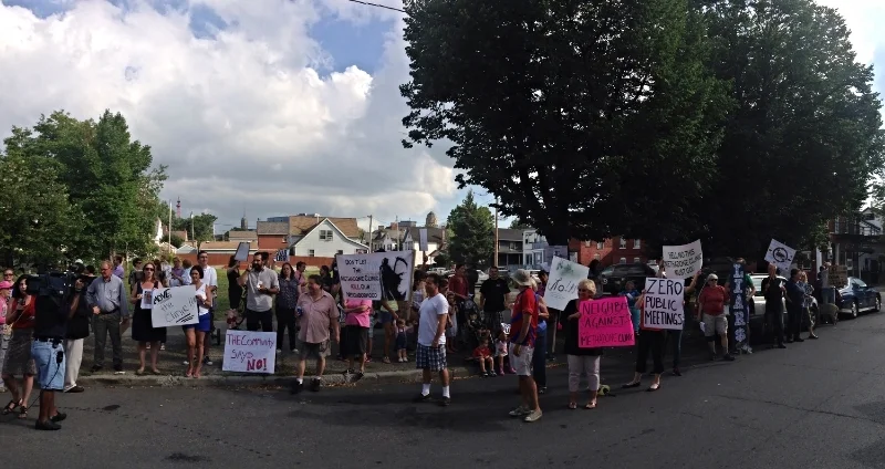 Concerned residents organized a protest outside of HUB's Virginia Street location this past Friday. Their demand: transparency. 