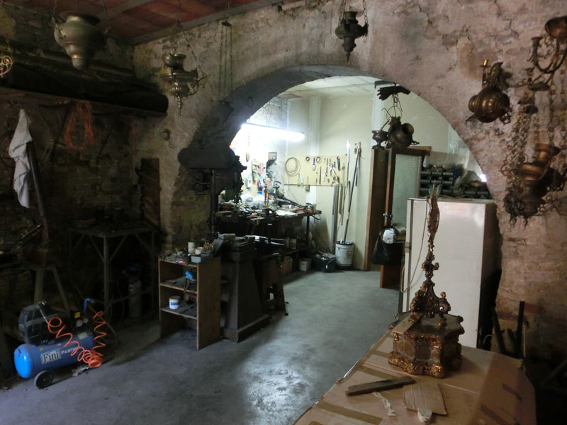 A basement workshop for restoring antiques