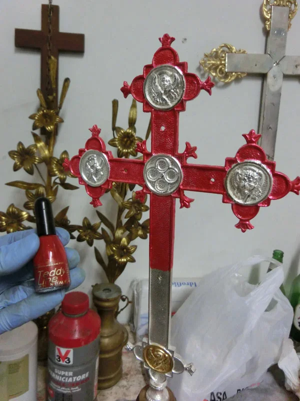The nail polish is used to insulate the metal so that when it is dipped in the gold bath, only the exposed parts will be coated. 
