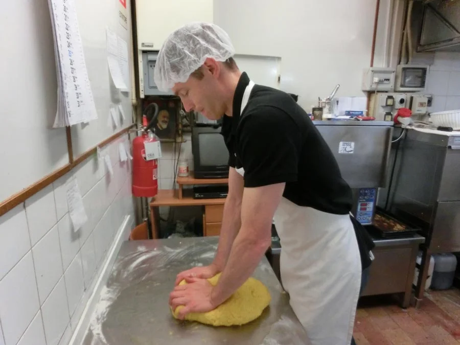 The first time I got to touch the dough for the ravioli that would be eaten at the trattoria. 