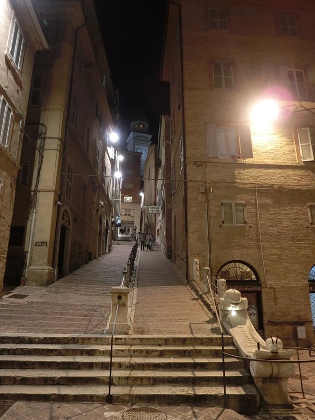 The long stairs (le scalette) leading up the hill to Piazza Libertà and the Civic Tower.