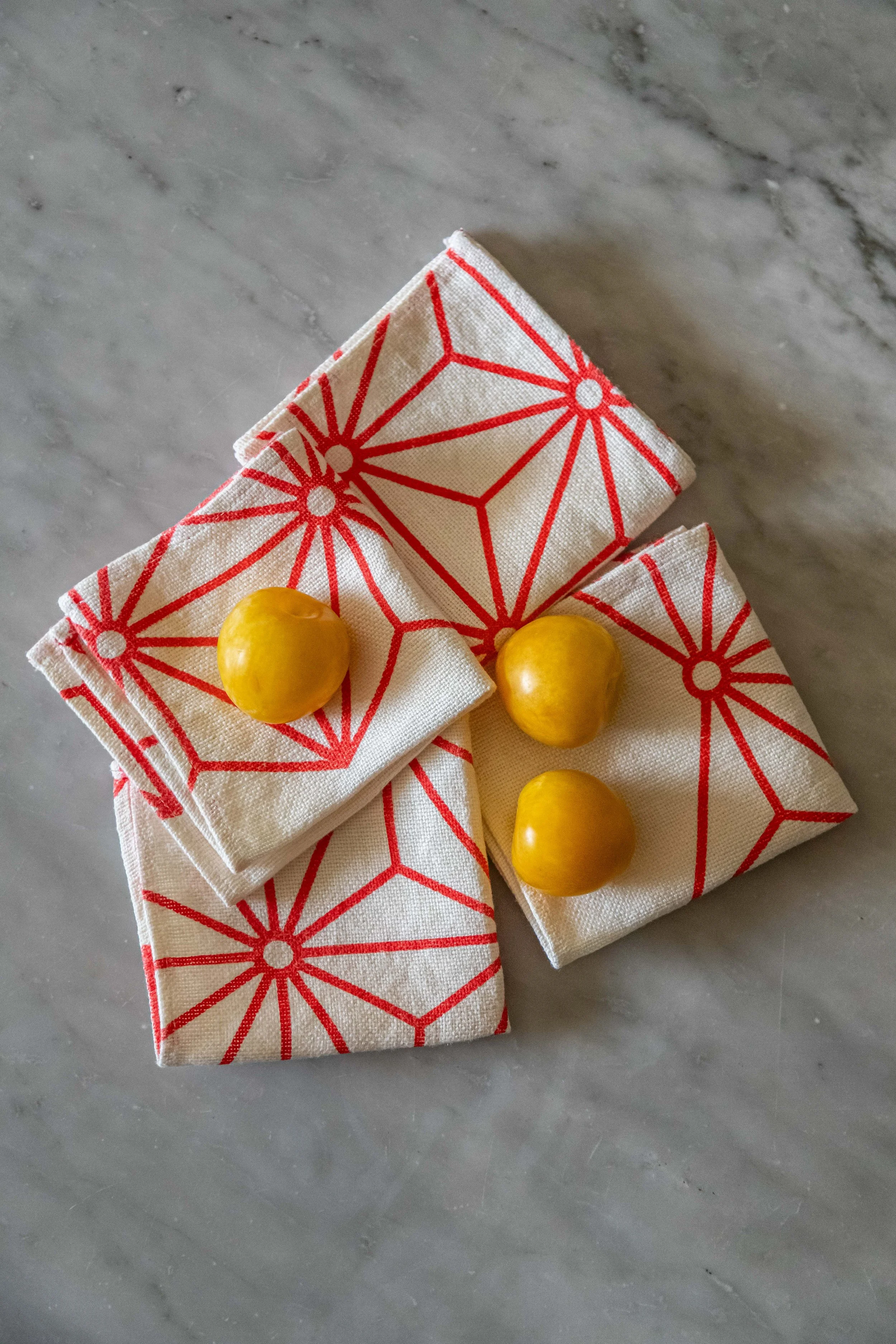 Linen Cocktail Napkin Set | Coral
