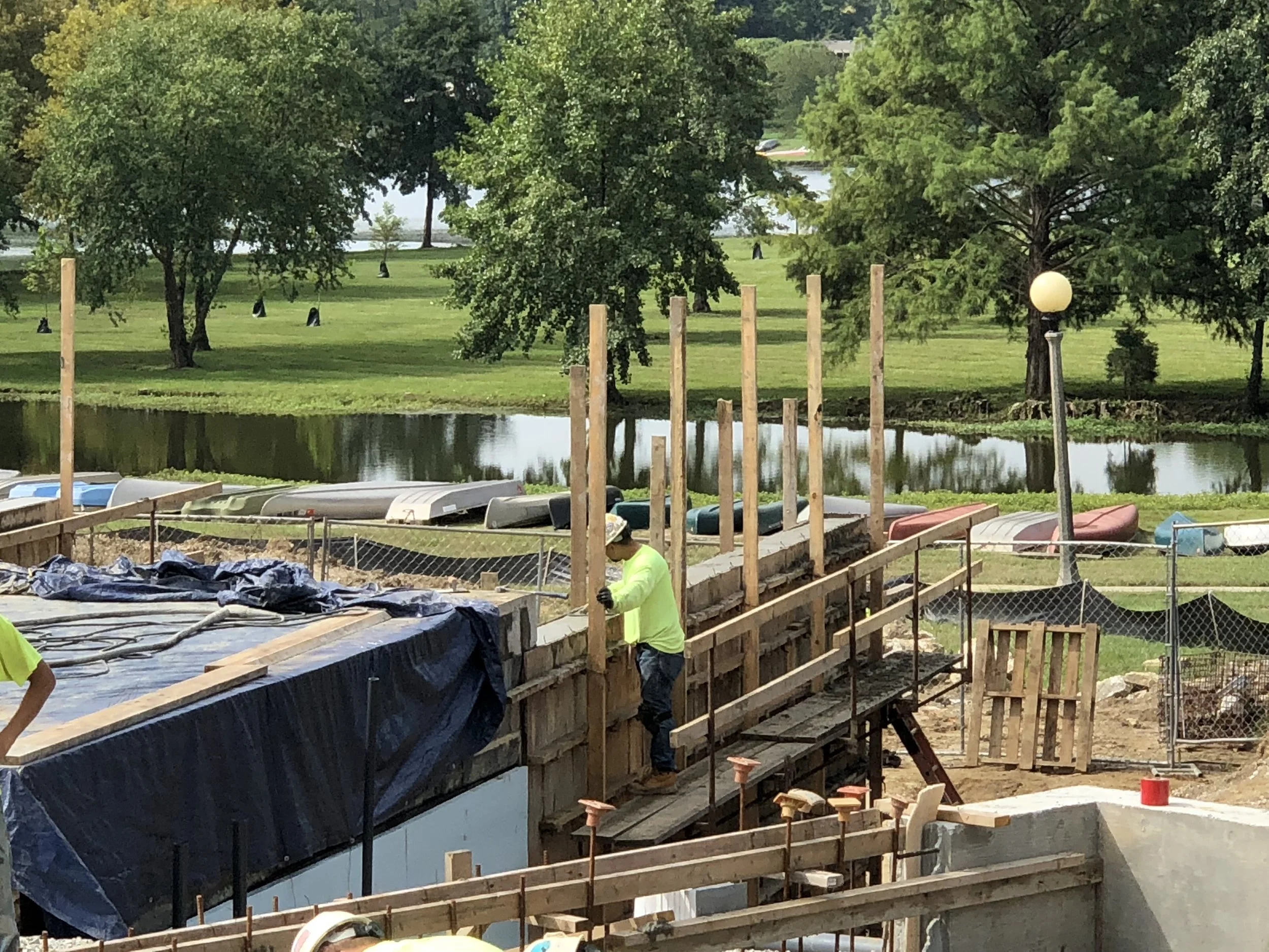 Finishing the pouring of the Mechanical Room Retaining Walls September, 2018