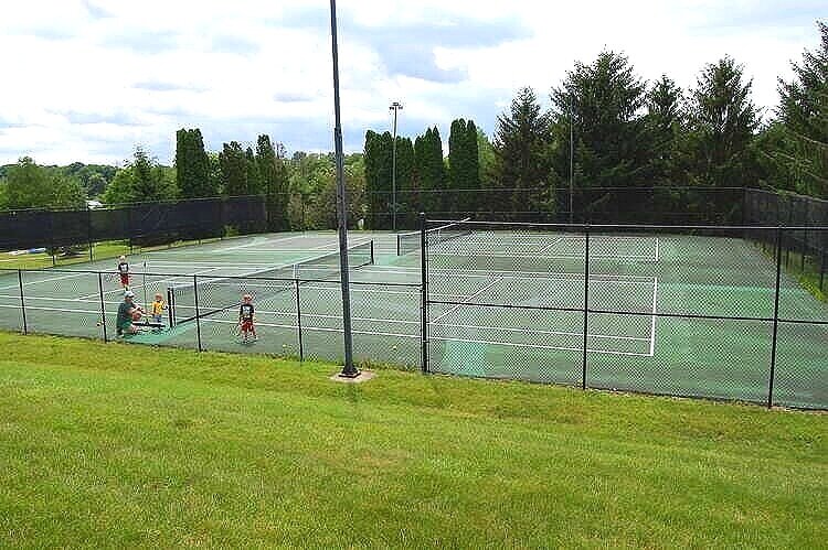 Before the old courts and fence were removed.....