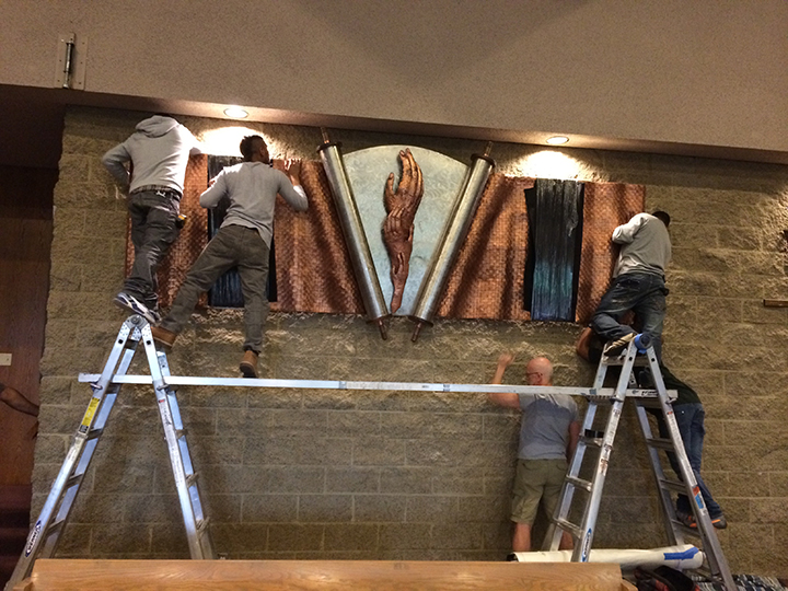 bolting it into place...