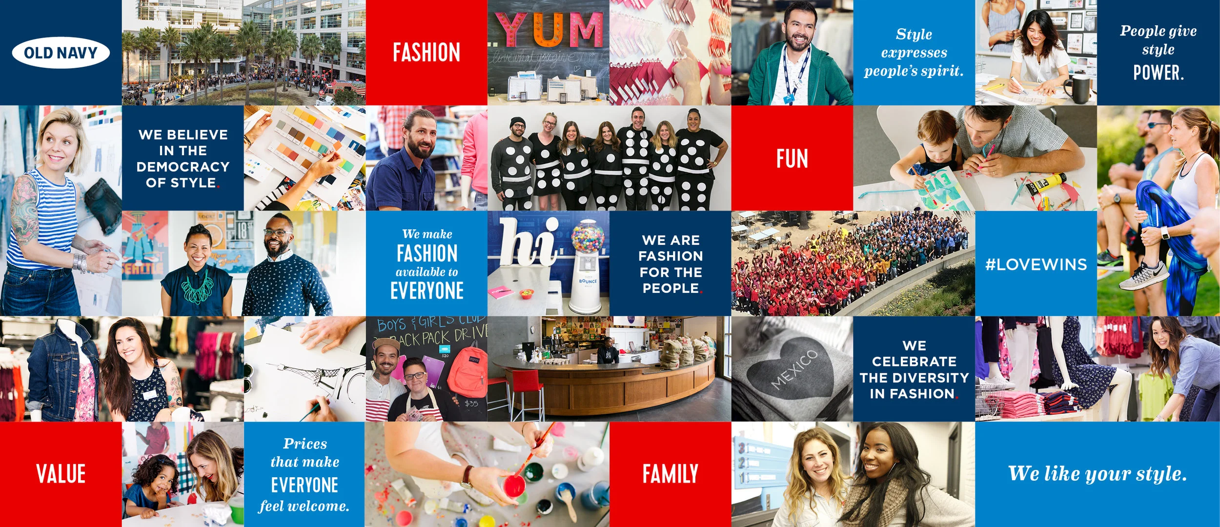 Create + execute visual storytelling strategy that brings Old Navy to life through external and internal global channels. Develop creative campaigns, design concepts and digital communication platforms that meet business objectives + advance brand strategy. Create, develop and oversee the execution of social media + digital initiatives including development of campaigns, content creation and driving engagement across multiple channels including Web, social and mobile. 