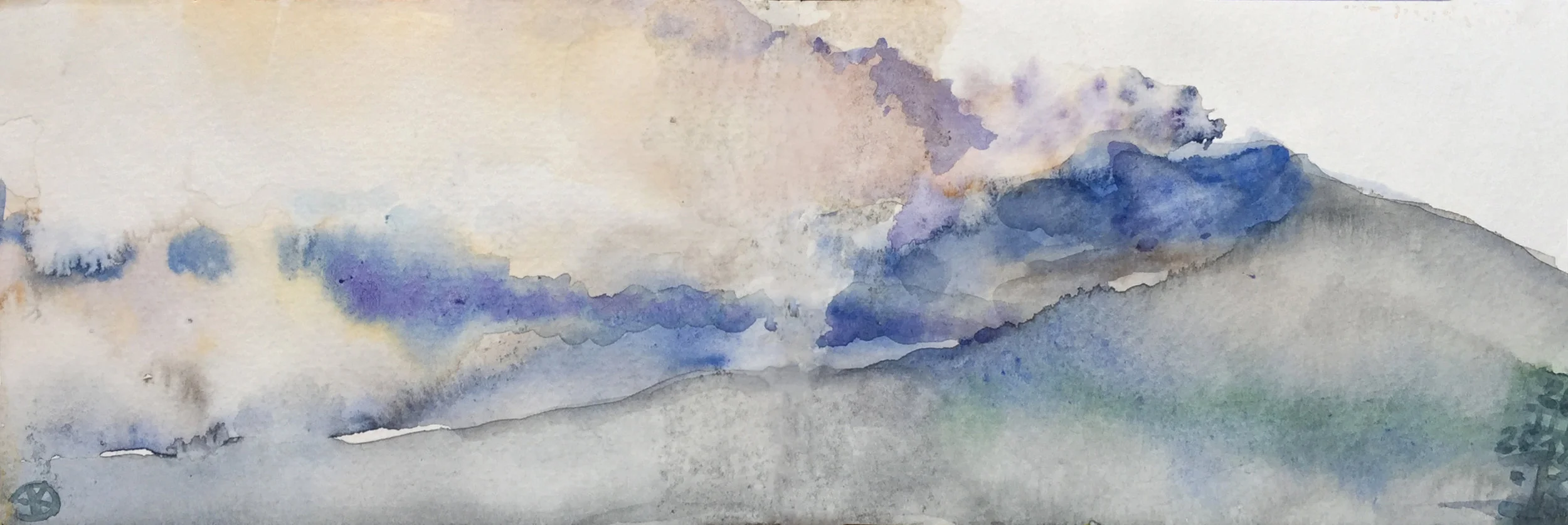 Etna II 2017, watercolour 9 x 28 cm