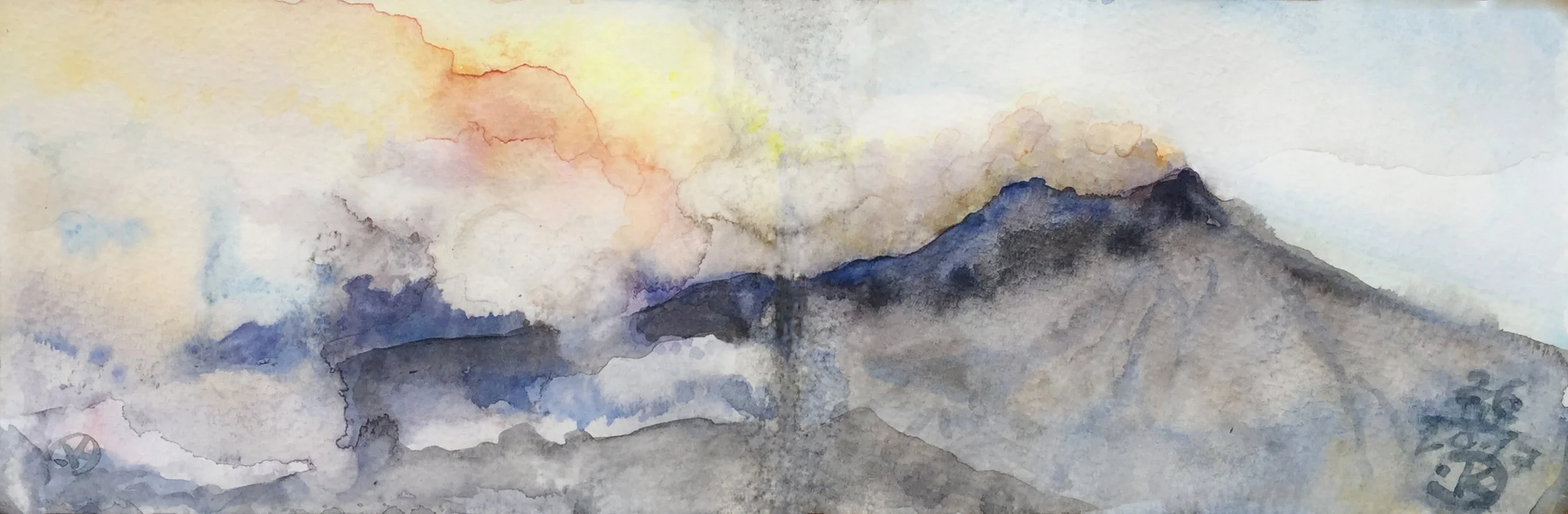 Etna I 2017, watercolour 9 x 28 cm