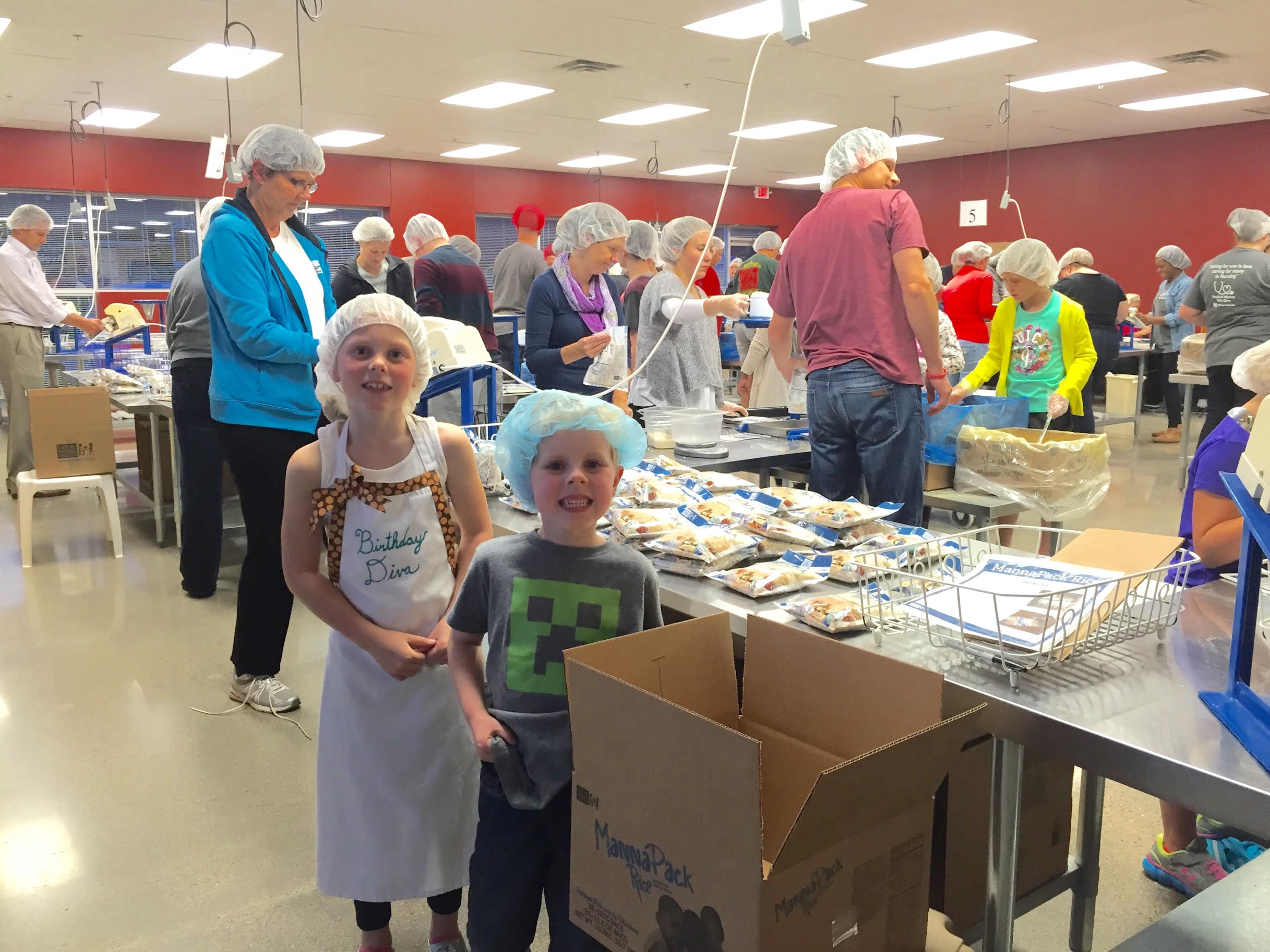 Mercedes chose to celebrate her 8th birthday with friends at the Feed My Starving Children site in Chanhassen, Minnesota.