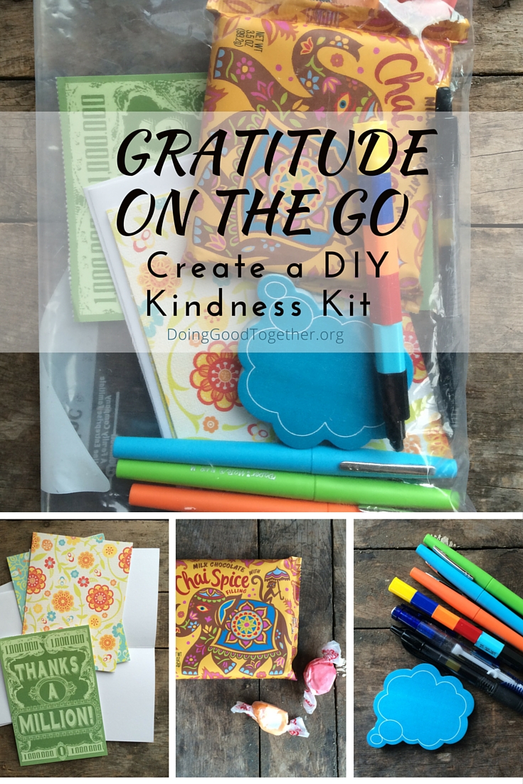 Keep a kit stocked with candy, blank cards, stickers, and colorful pens and markers for on-the-go thank you notes.