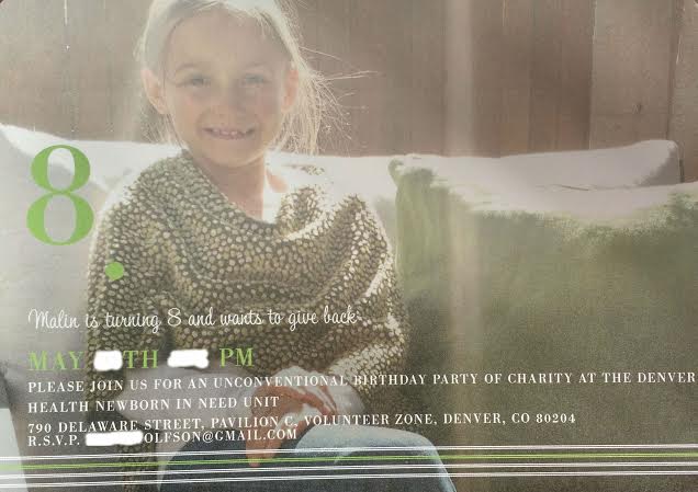 Malin invited friends to a birthday party that gives back others. 