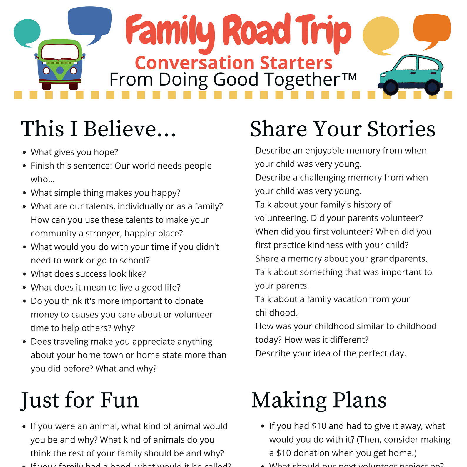 Family Road Trip Conversation Starters