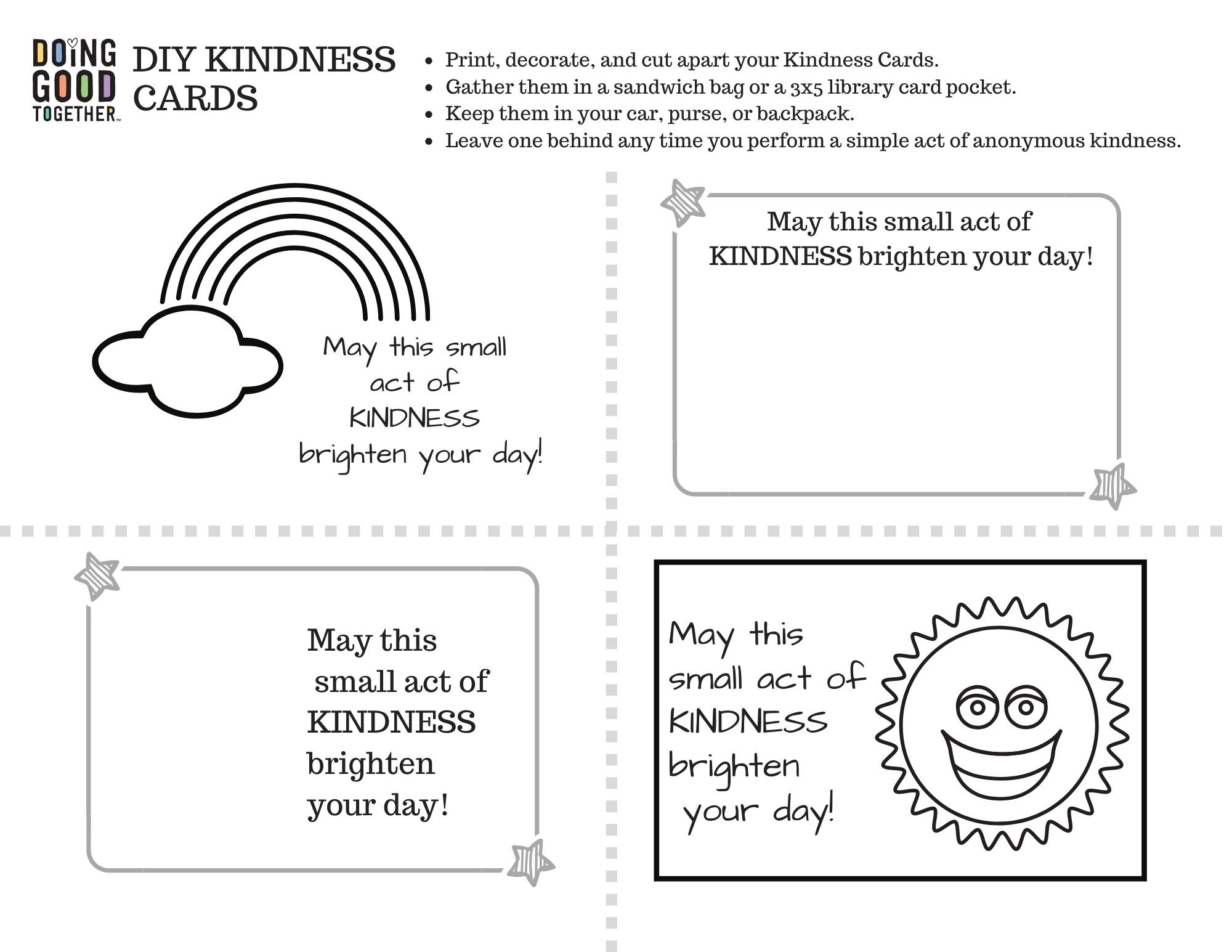 23+ Quick Acts of Kindness — Doing Good Together™ With Random Acts Of Kindness Cards Templates