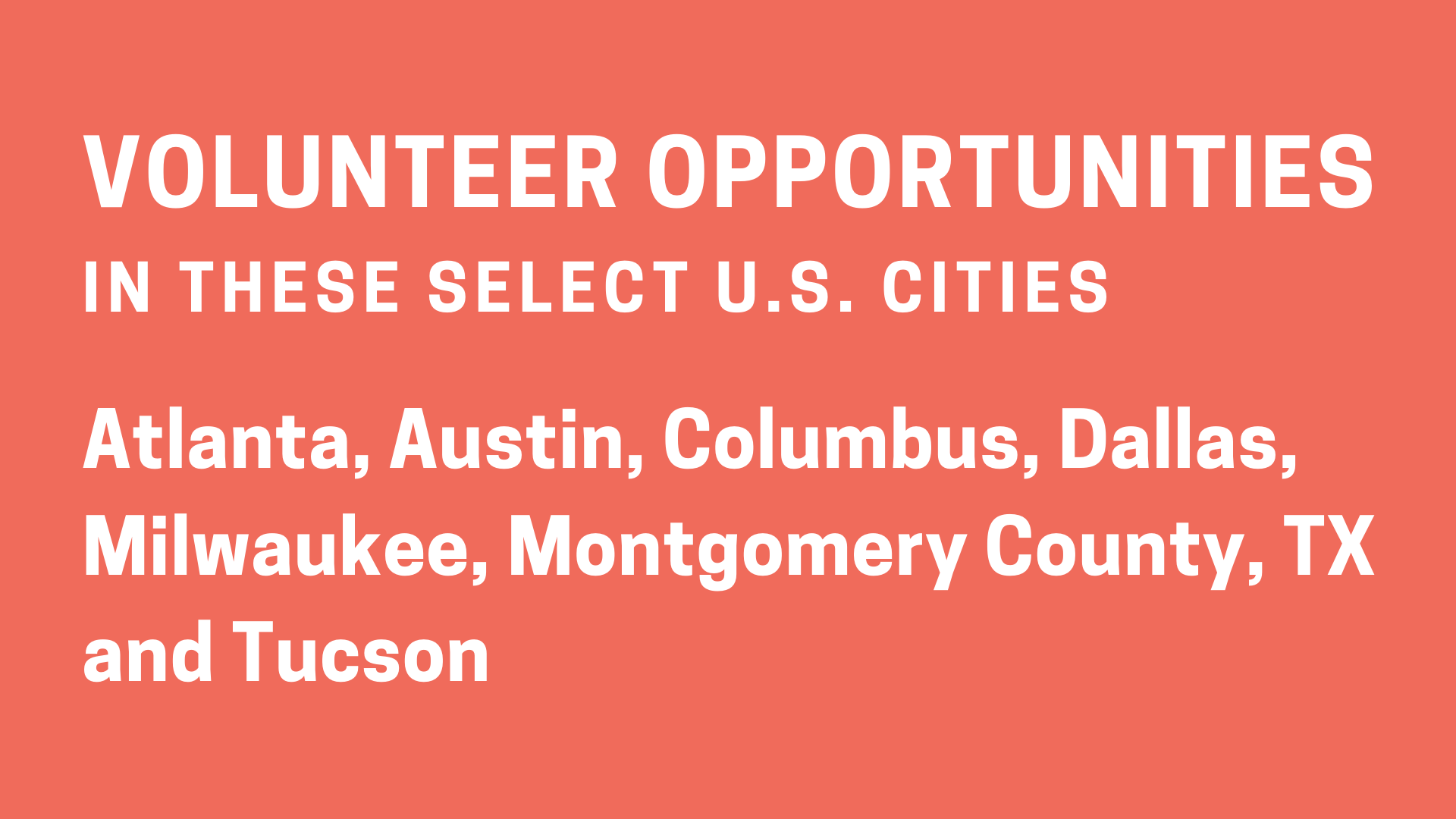 Volunteer in These Cities