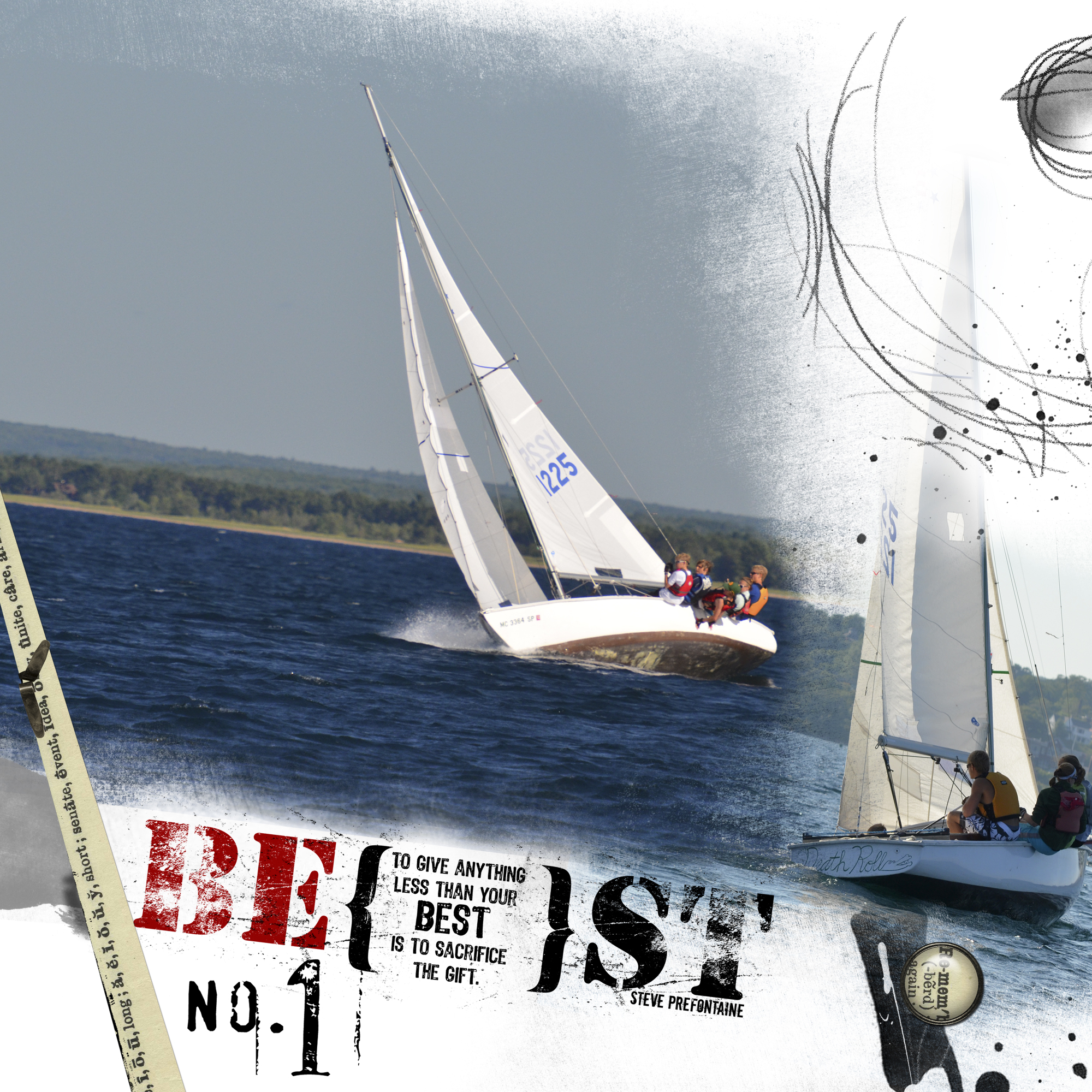The racing team on Death Roll sails in the 2012 Ensign Nationals.