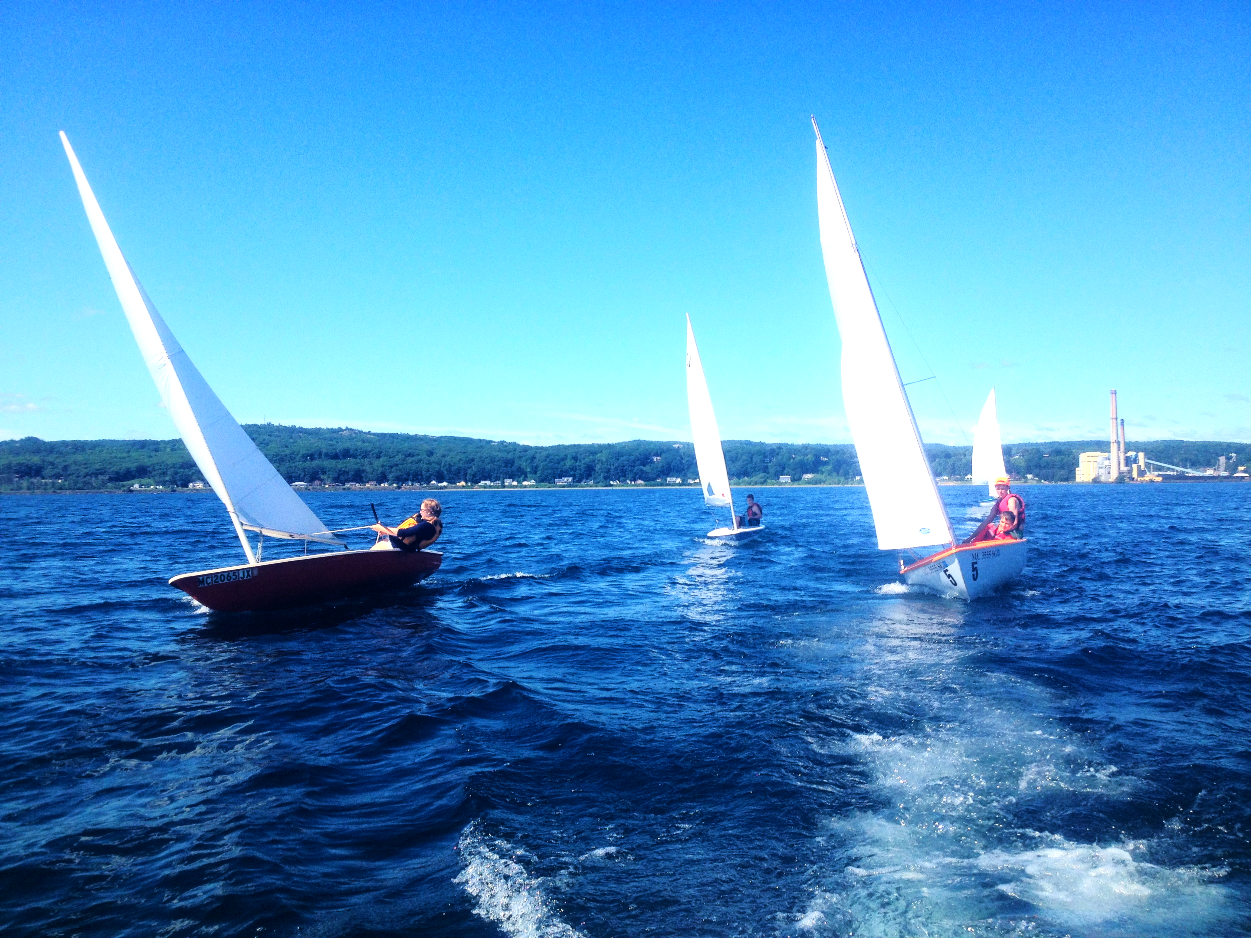 A group of MJYC boats sailing near Marquette in a nice breeze!
