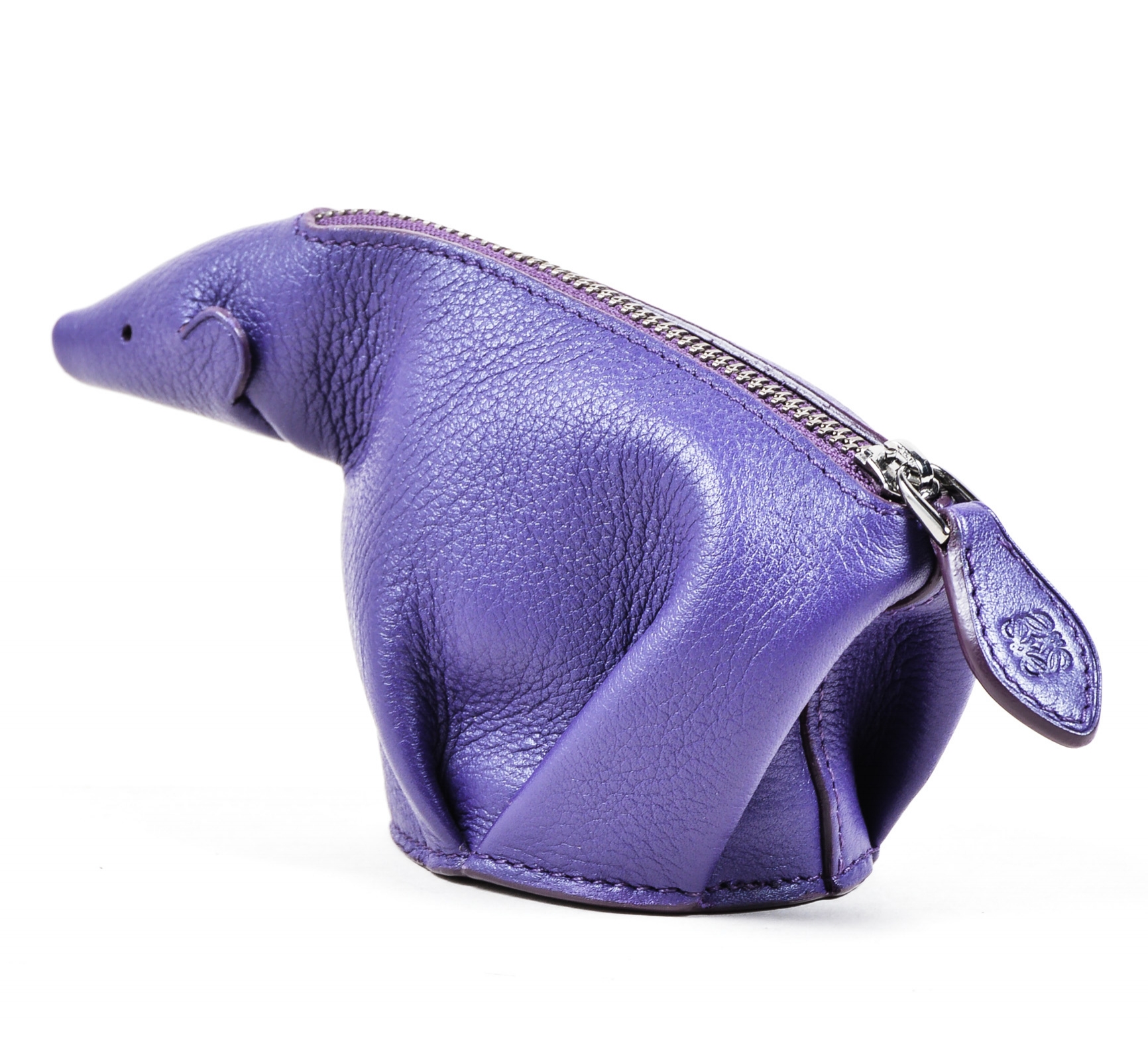 081_Loewe NWT $280 Purple Leather Bear Zip Coin Purse.jpg
