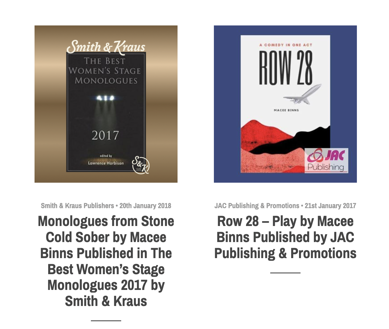 PUBLISHED PLAYS