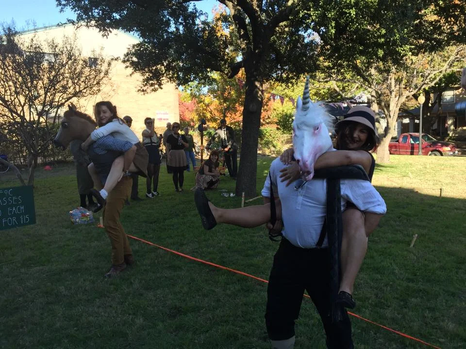 Horsin around after the Tweed Ride, another Dallas favorite.