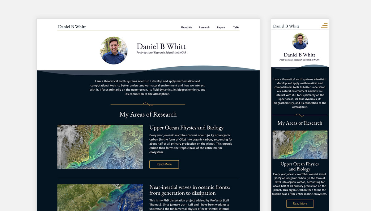 Homepage for Oceanographer Daniel Whitt's website