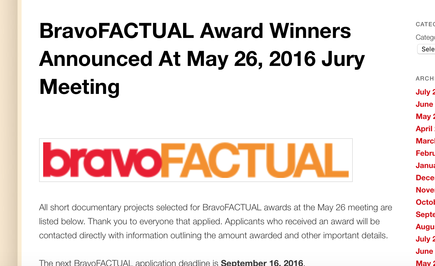 LEM is awarded BravoFactual Grant for Short Documentary 