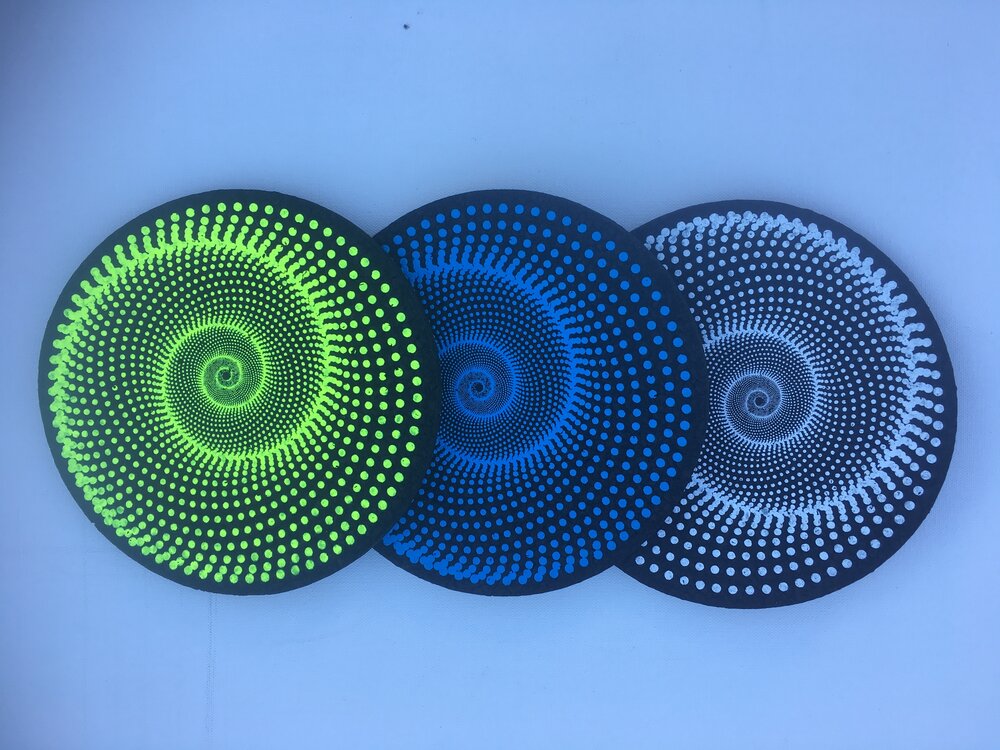 UV Reactive Fractal Swirl East Coasters — East Coasters