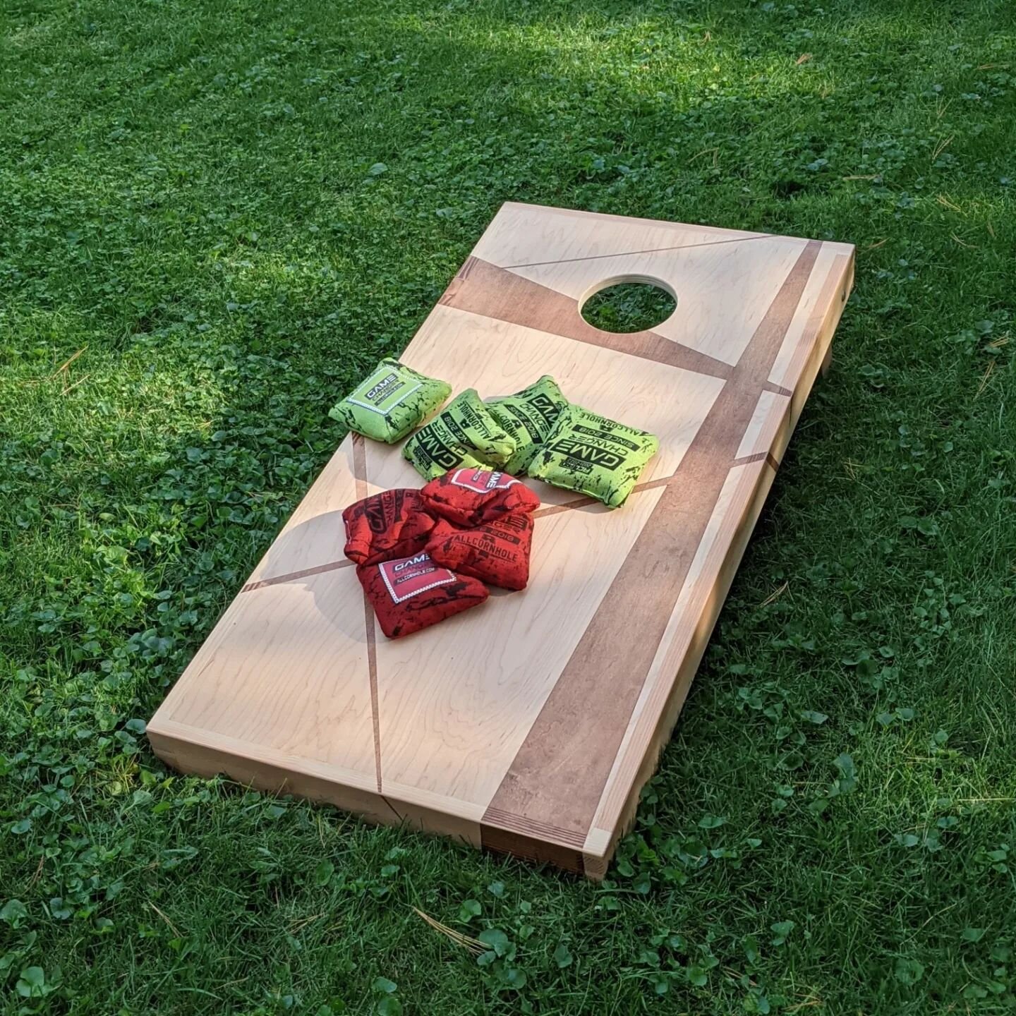 Cornhole Boards for the Spring!

Pine &amp; Maple with dovetailed-ish joinery